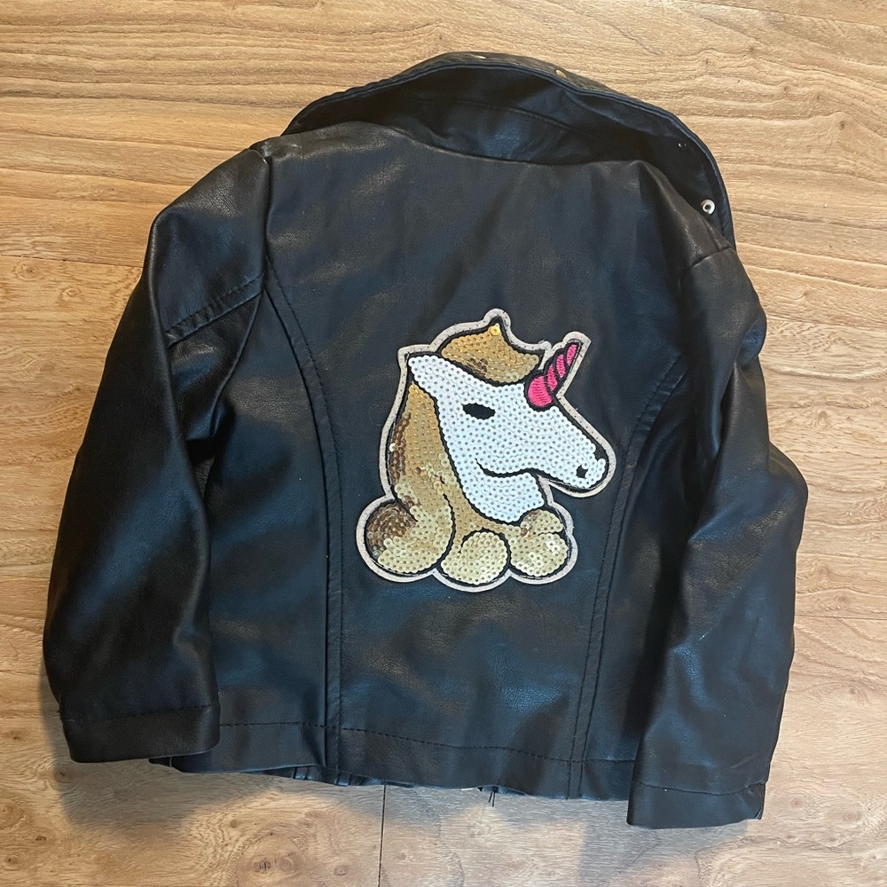 Little Girl Unicorn Leather Jacket 12M